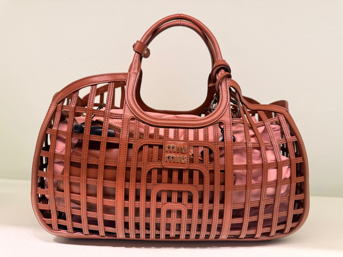 Miu Miu — Bursa A Mano In Pelle, Cognac