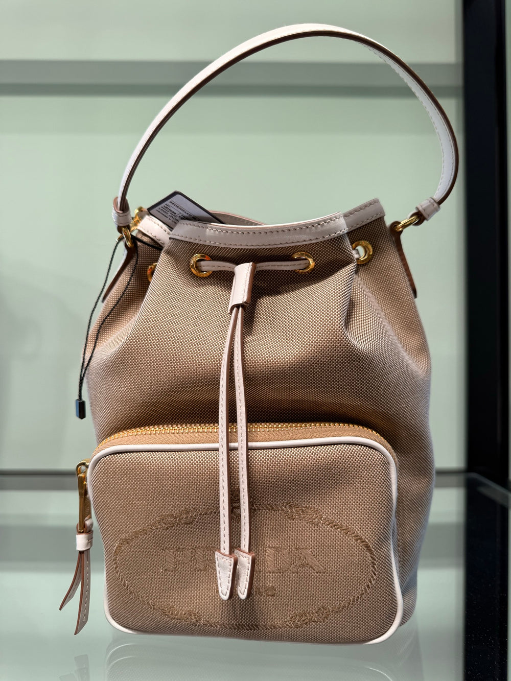 Prada — Portachiavi In Tessuto, Beige