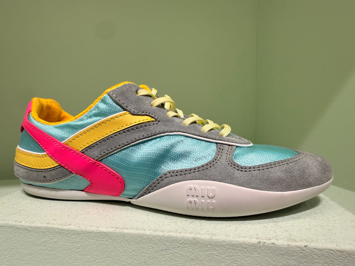 Miu Miu — Calzature Donna (Nylon Tech), Anice+Fushiaia