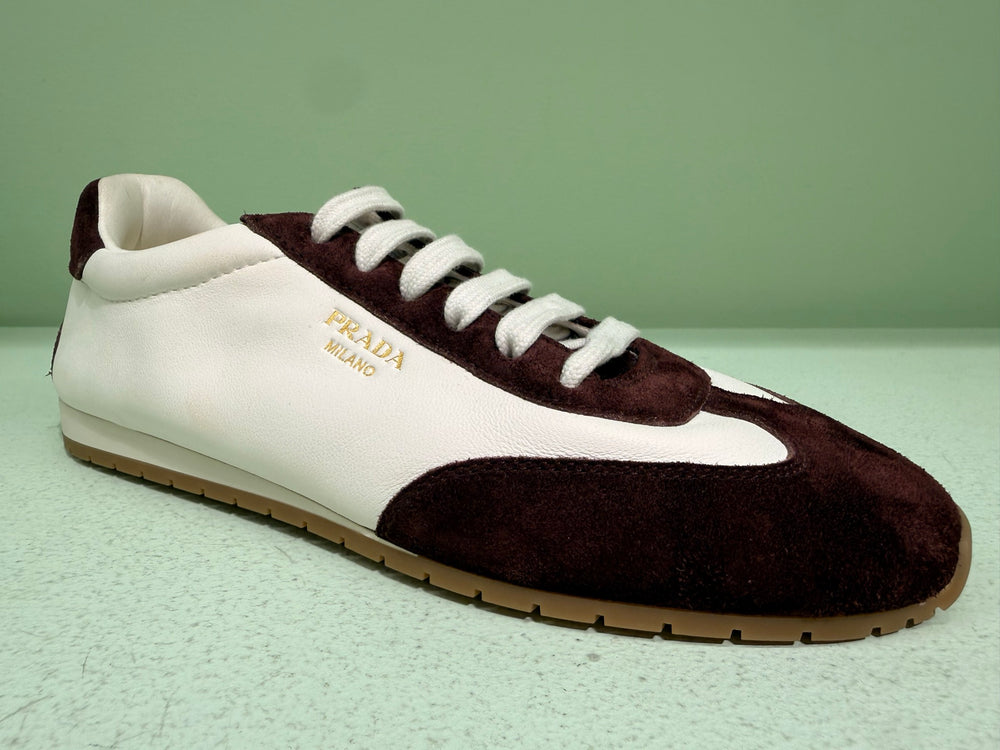 Prada — Sneaker, Burgundy+White