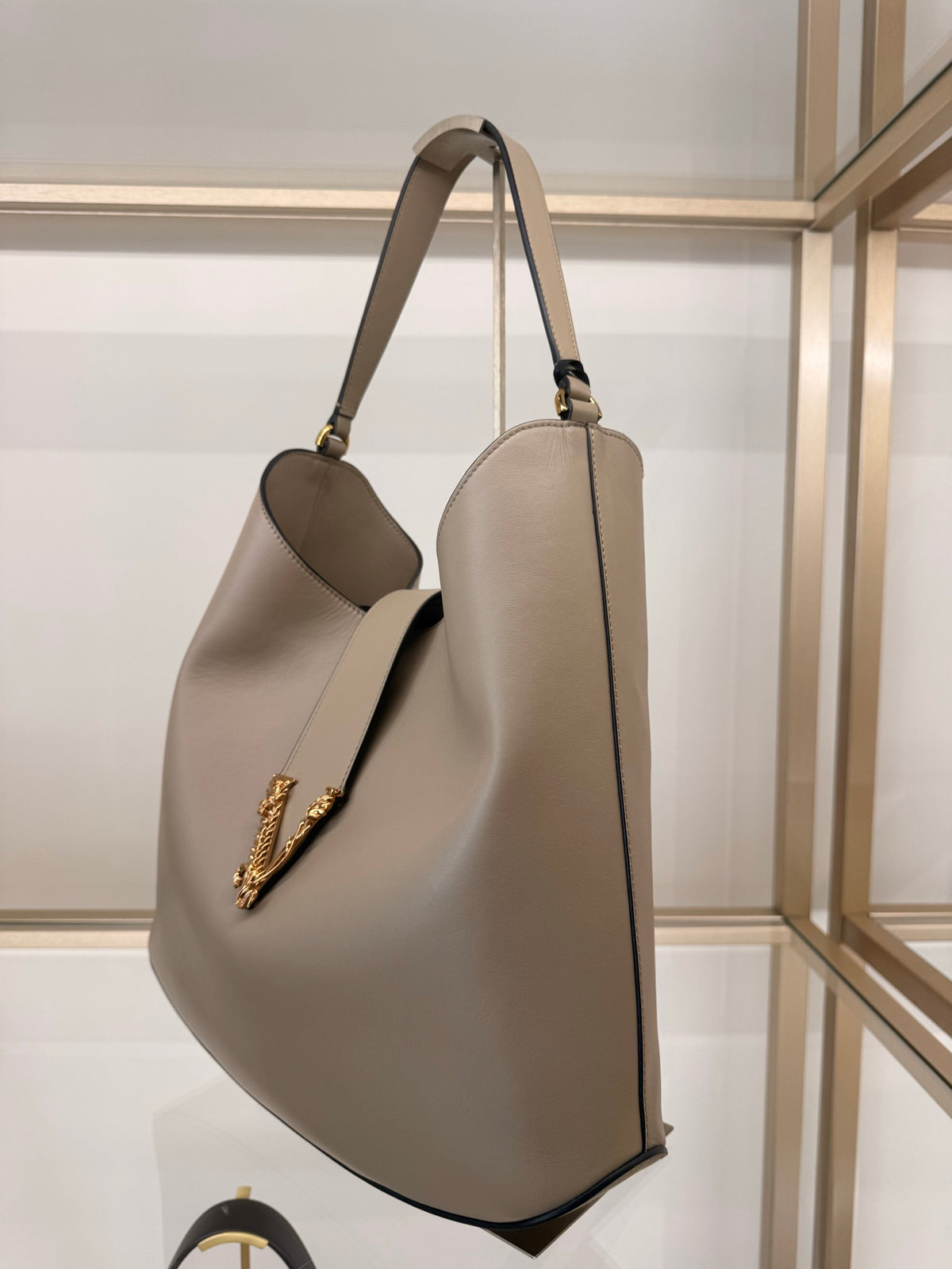 Versace — Hobo Bag (Calf Leather), Beige