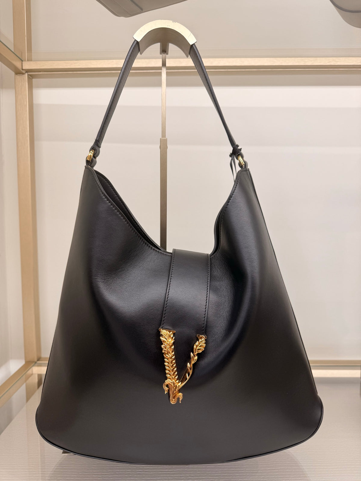 Versace — Hobo Bag (Calf Leather), Black