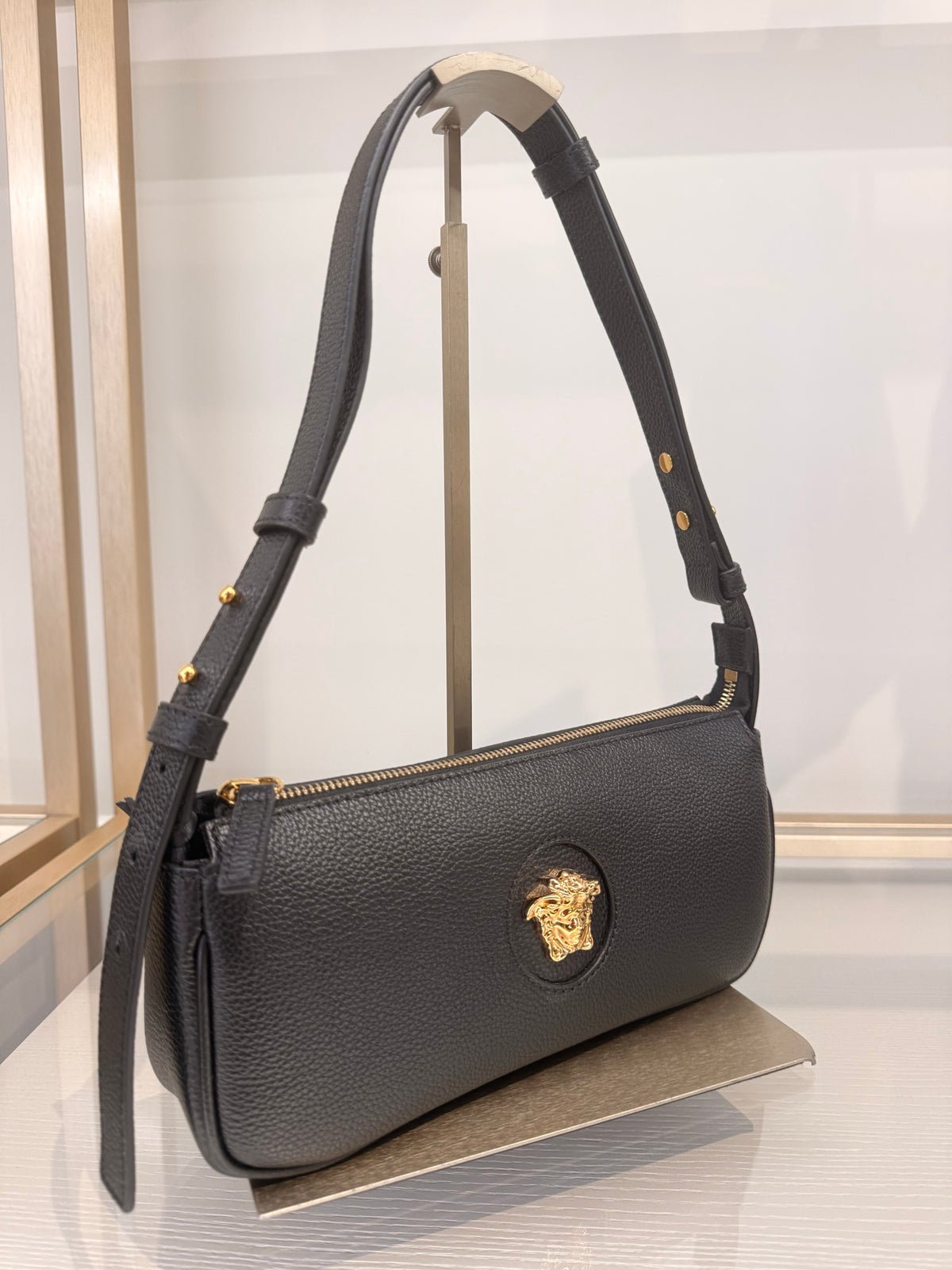 Versace — Shoulder Bag (Calf Leather), Black
