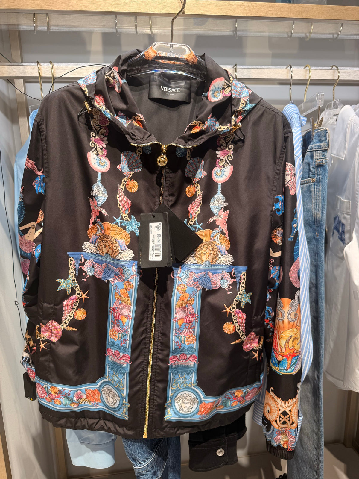 Versace — Hooded Jacket, Black+Multicolor