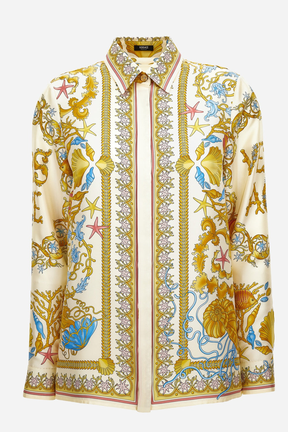 Versace — Formal Shirt In Underwater Barocco Foulard On Silk Twill