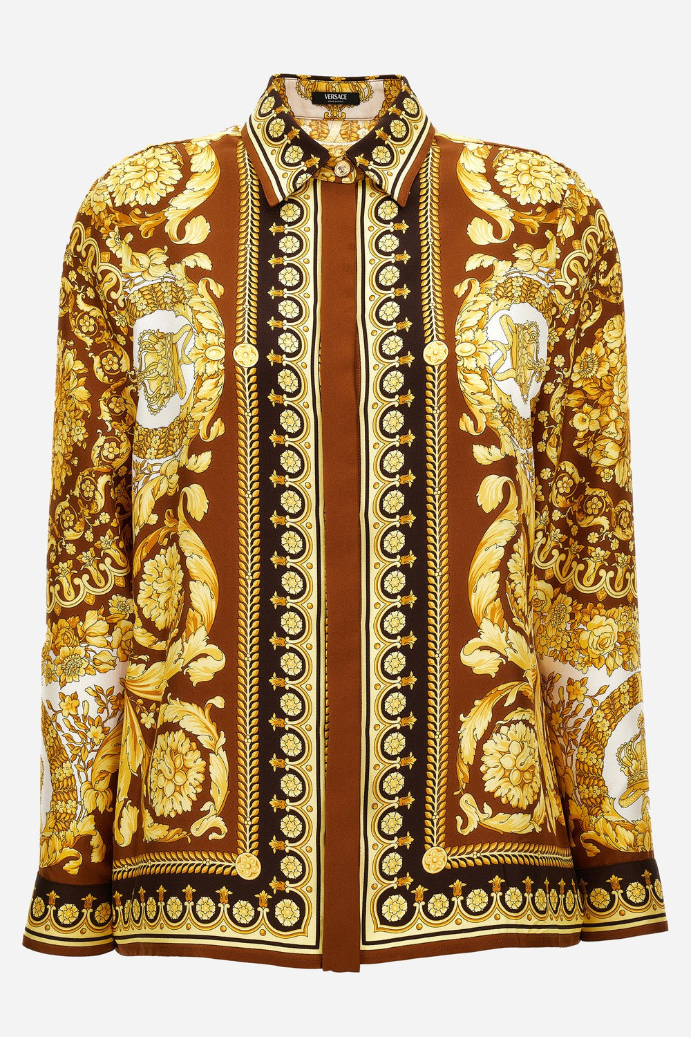 Versace — Formal Shirt In Barocco 92 Foulard On Silk Twill