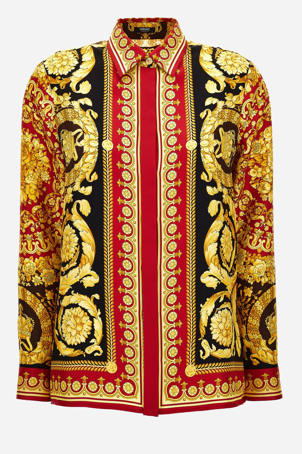 Versace — Formal Shirt In Barocco 92 Foulard On Silk Twill
