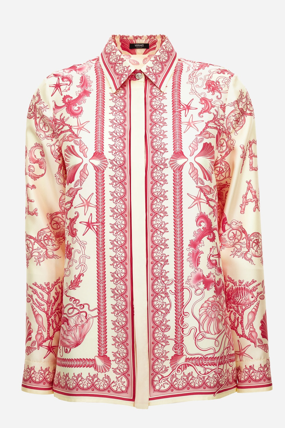Versace — Formal Shirt In Underwater Barocco Bicolour Foulard On Silk Twill
