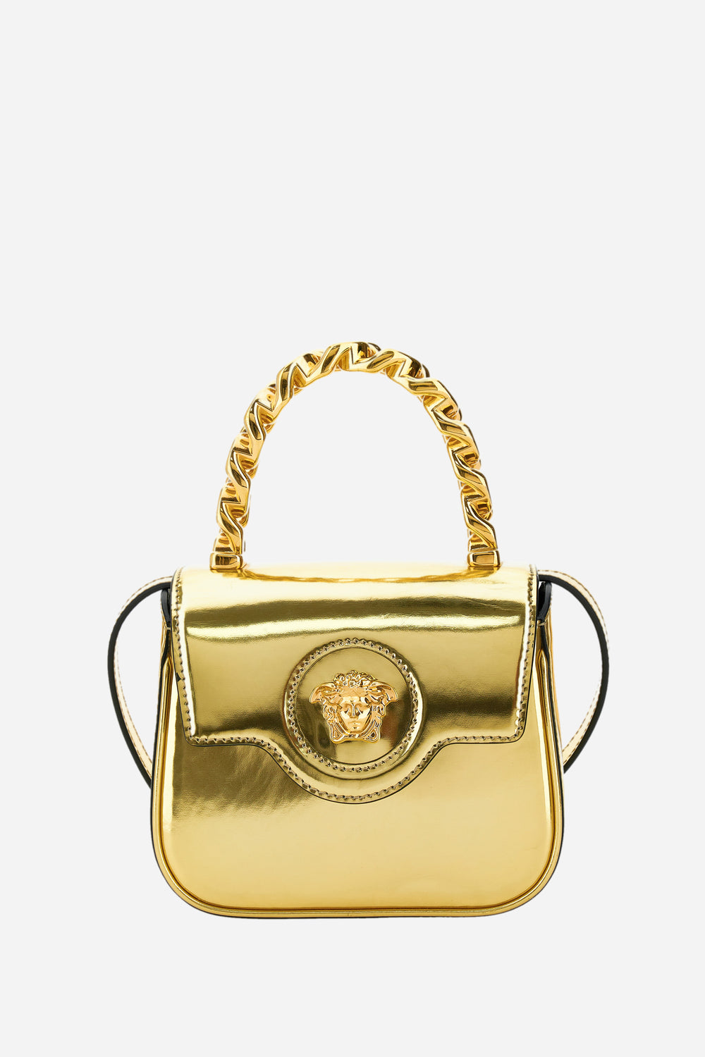 Versace — La Medusa Mini Top Handle In Laminated Calf Leather