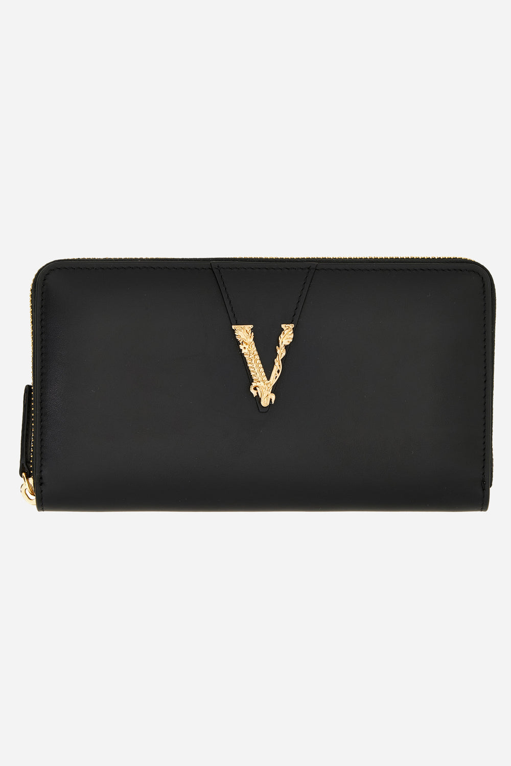 Versace — Virtus Zip Around Wallet In Calf Leather