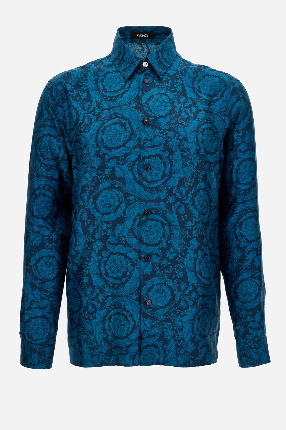 Versace — Informal Shirt In Silk Twill Print Barocco 92 Allover