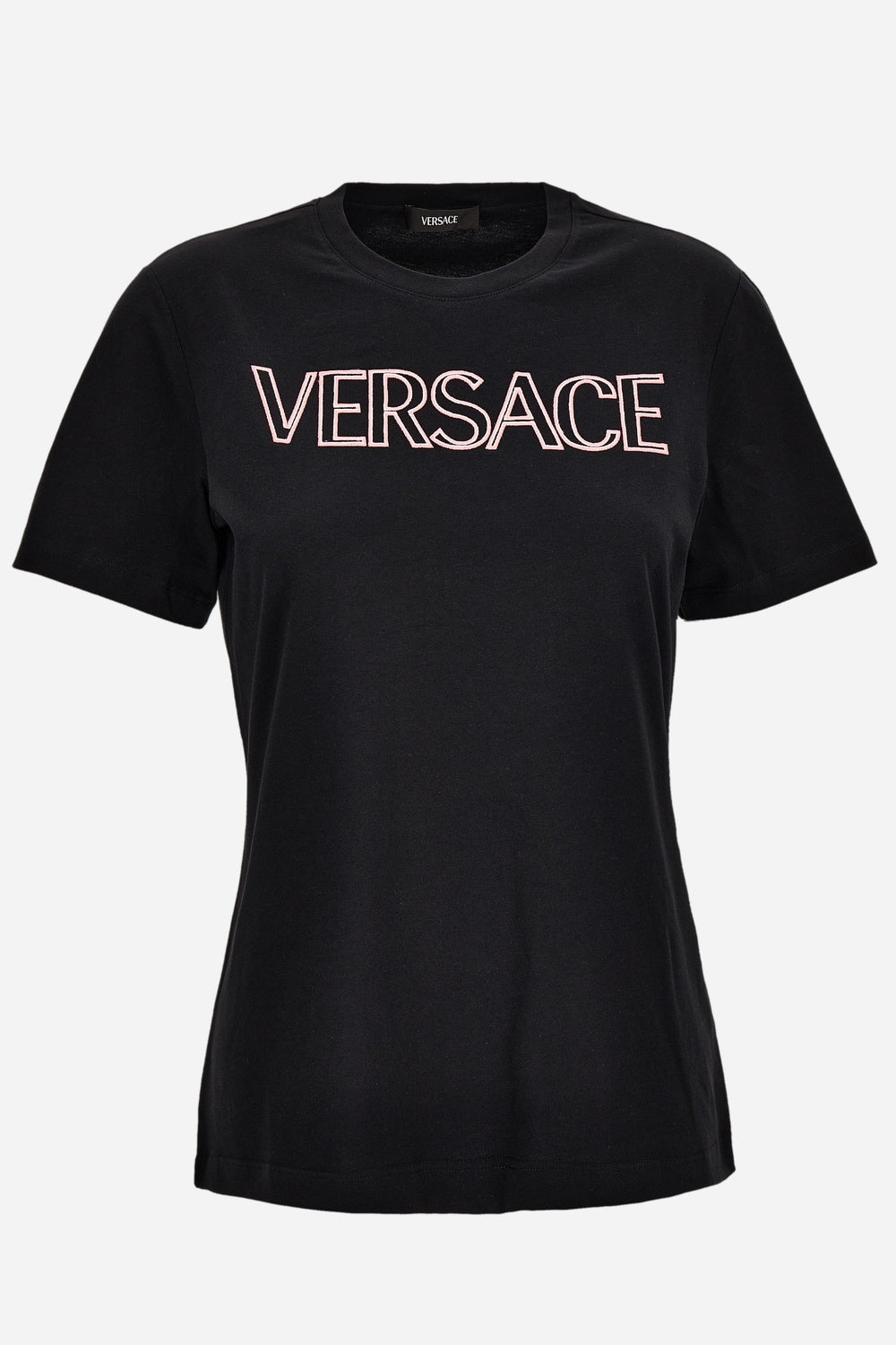 Versace — T-Shirt In Cotton Jersey Fabric With Versace Outline Embroidery