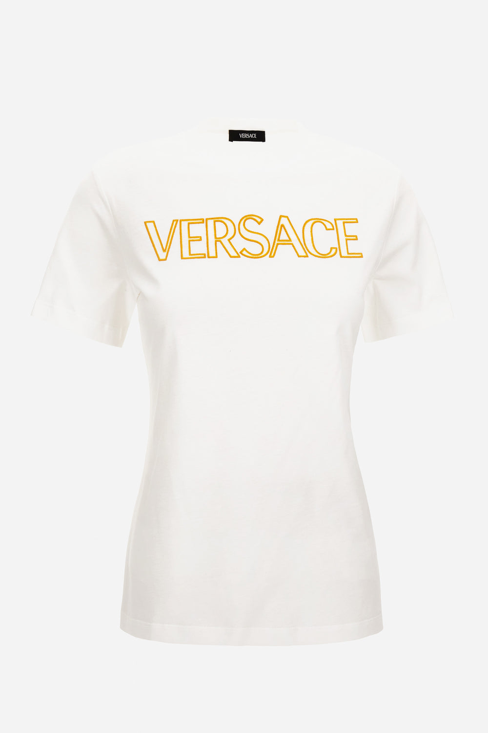 Versace — T-Shirt In Cotton Jersey Fabric With Versace Outline Embroidery