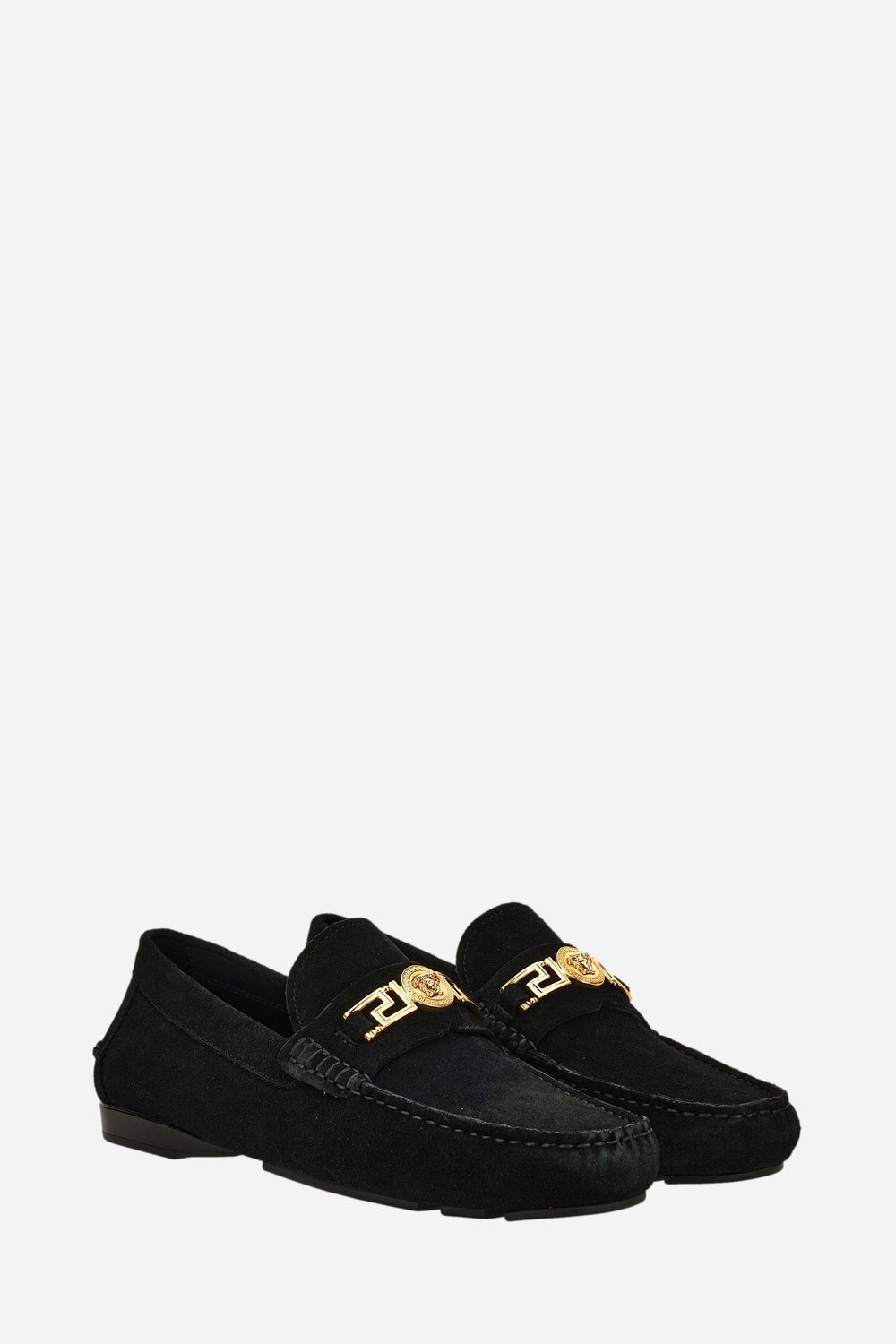 Versace — La Greca Driver In Suede-Enamel Hw