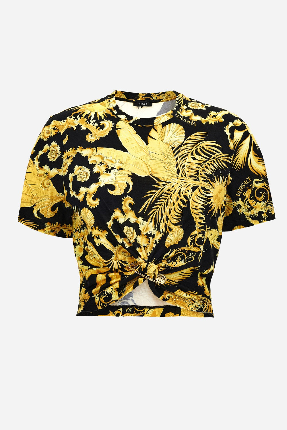 Versace — T-Shirt In Jersey Cotton Print Barocco Palm Allover