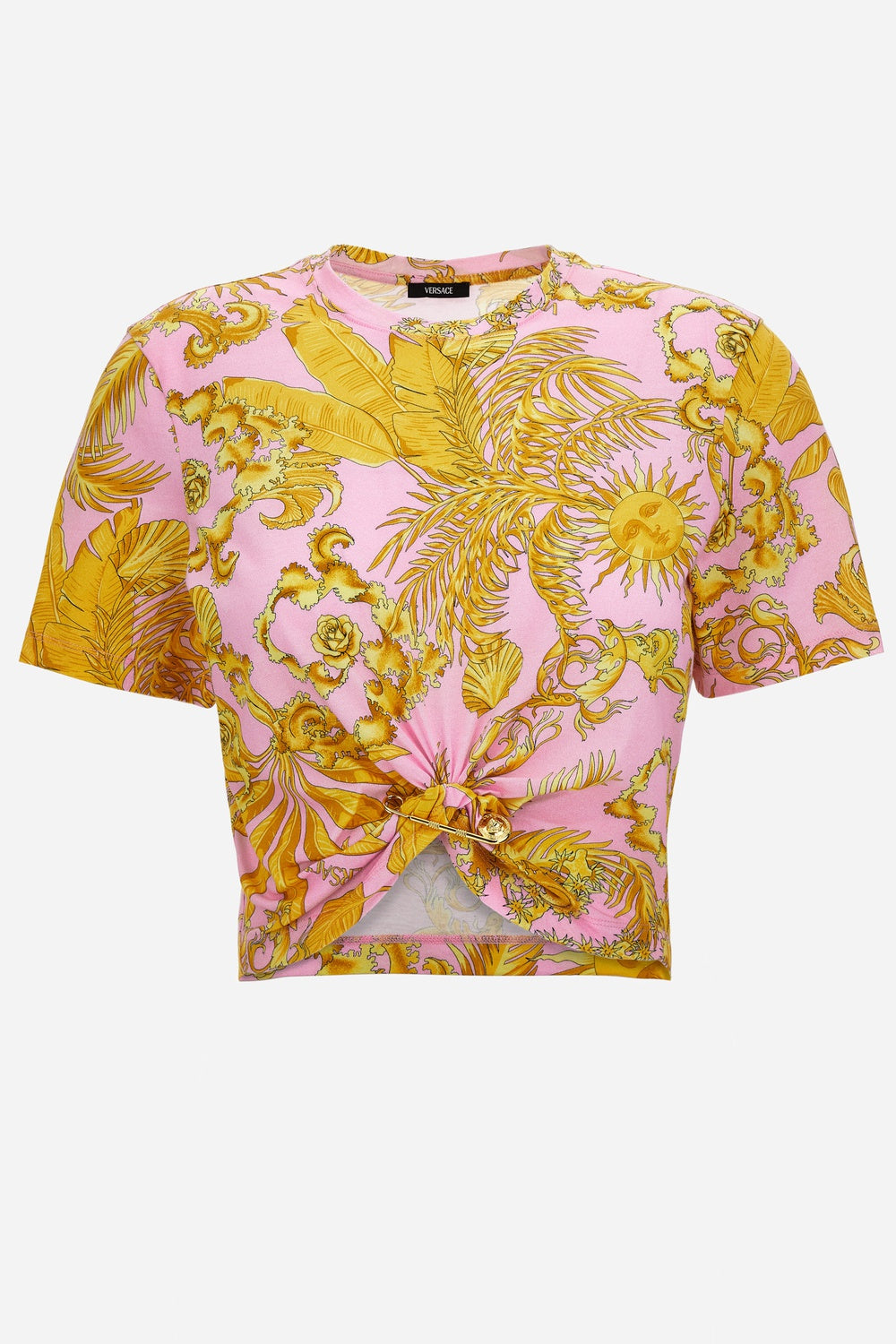 Versace — T-Shirt In Jersey Cotton Print Barocco Palm Allover