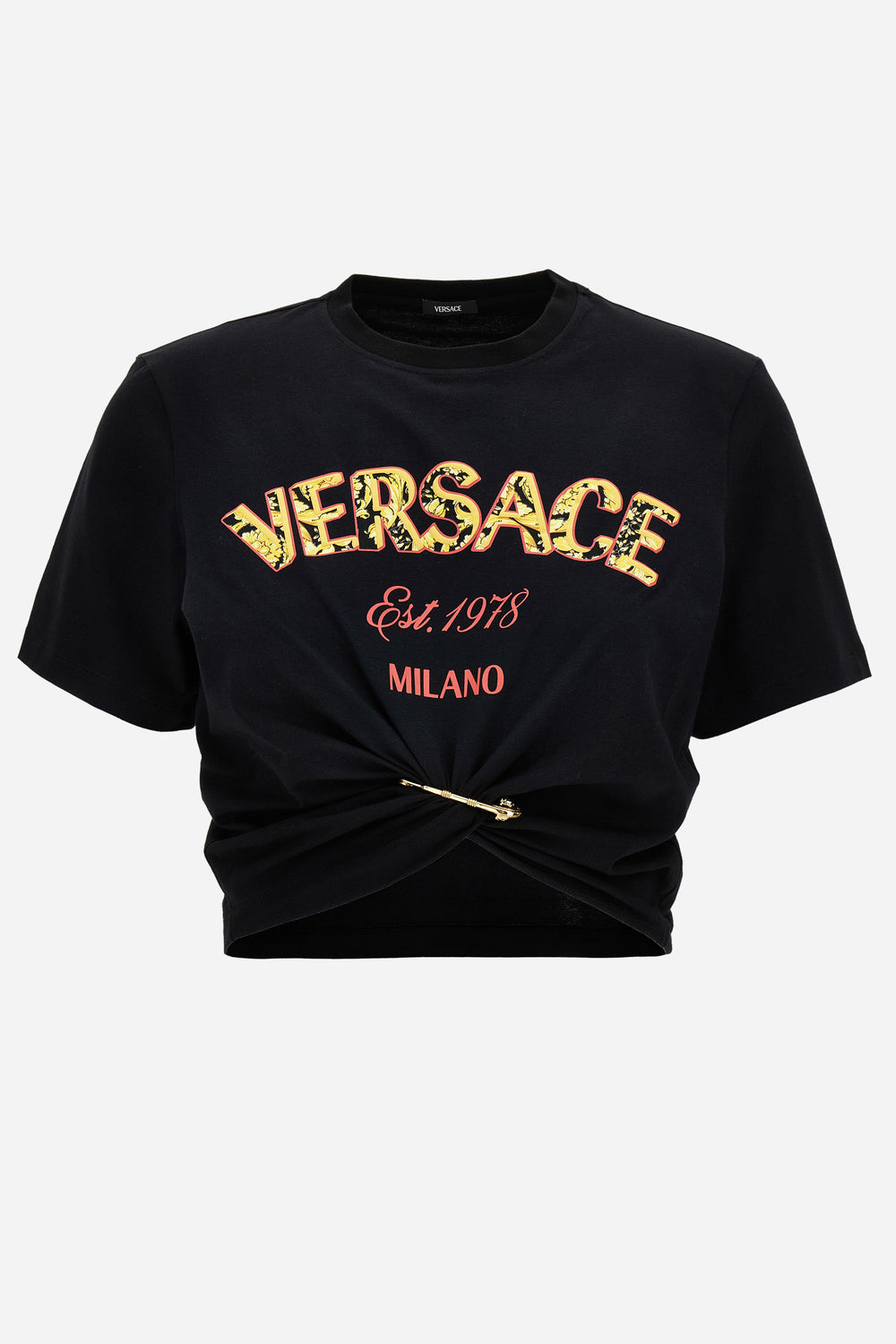 Versace — T-Shirt In Jerey Fabric With Versace Milano Barocco 92 Print