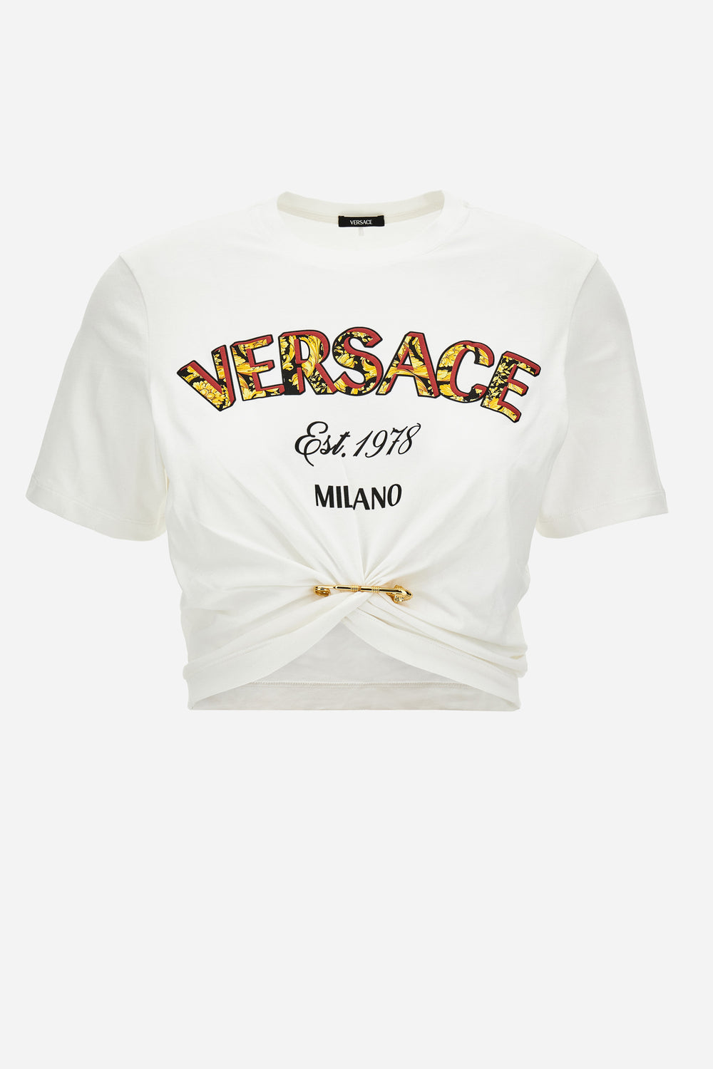 Versace — T-Shirt In Tessuto Jersey Stampa Versace Milano Barocco 92