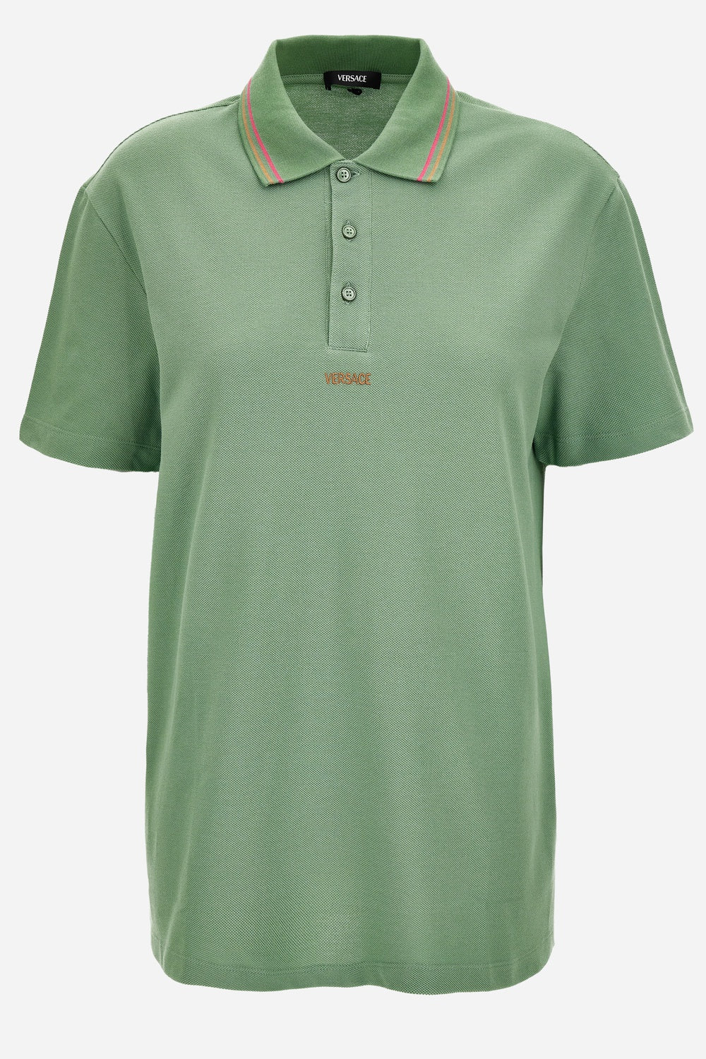 Versace — Polo In Piquet Fabric-Versace Embroidery