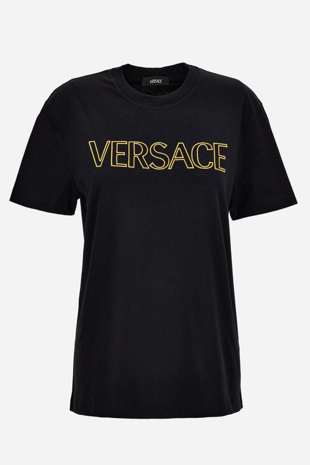 Versace — T-Shirt In Jersey Fabric-Versace Outline Embroidery