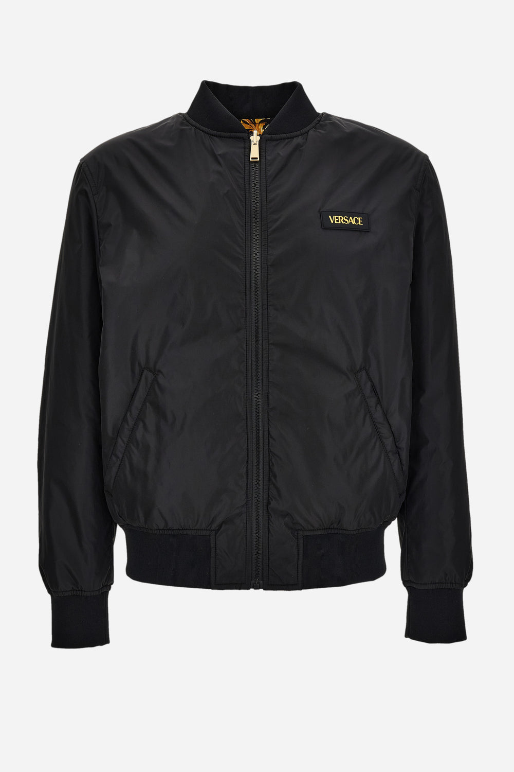Versace — Blouson In Technical Fabric Plain-Medusa Leafy Print