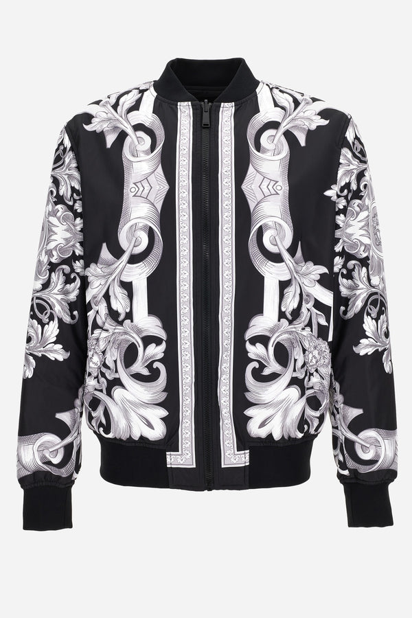 Versace — Blouson In Architectural Baroque Print Fabric + Plain Technical Fabric