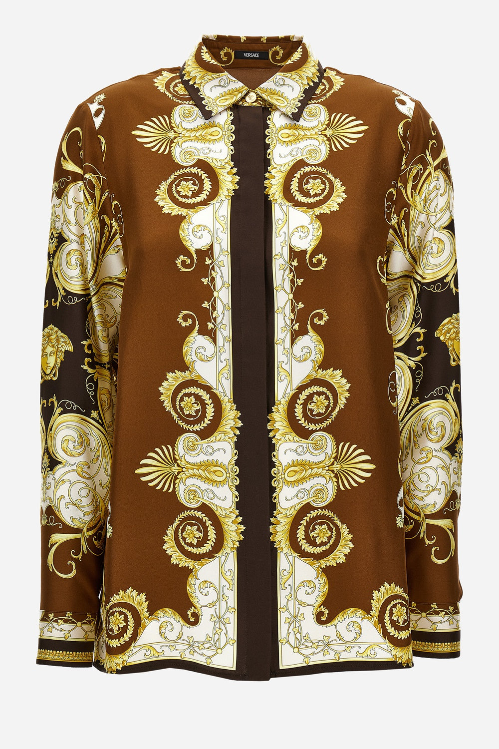 Versace — Formal Shirt In Silk Twill Print Barocco Spring