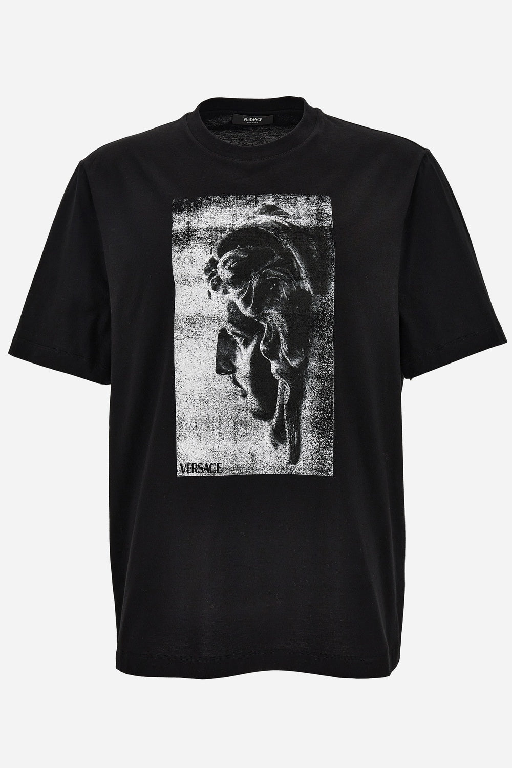 Versace — T-Shirt In Compact Cotton Jersey Fabric + Medusa Via Gesu' Print