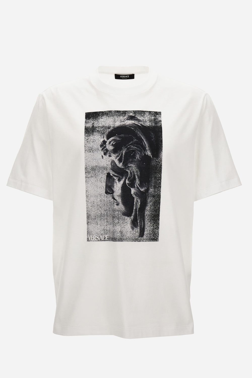 Versace — T-Shirt In Compact Cotton Jersey Fabric + Medusa Via Gesu' Print