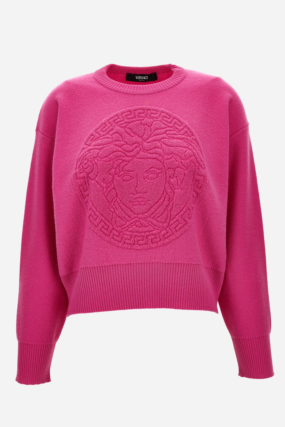 Versace — Knit Sweater In Wool Cashmere Medusa Towel Stitch