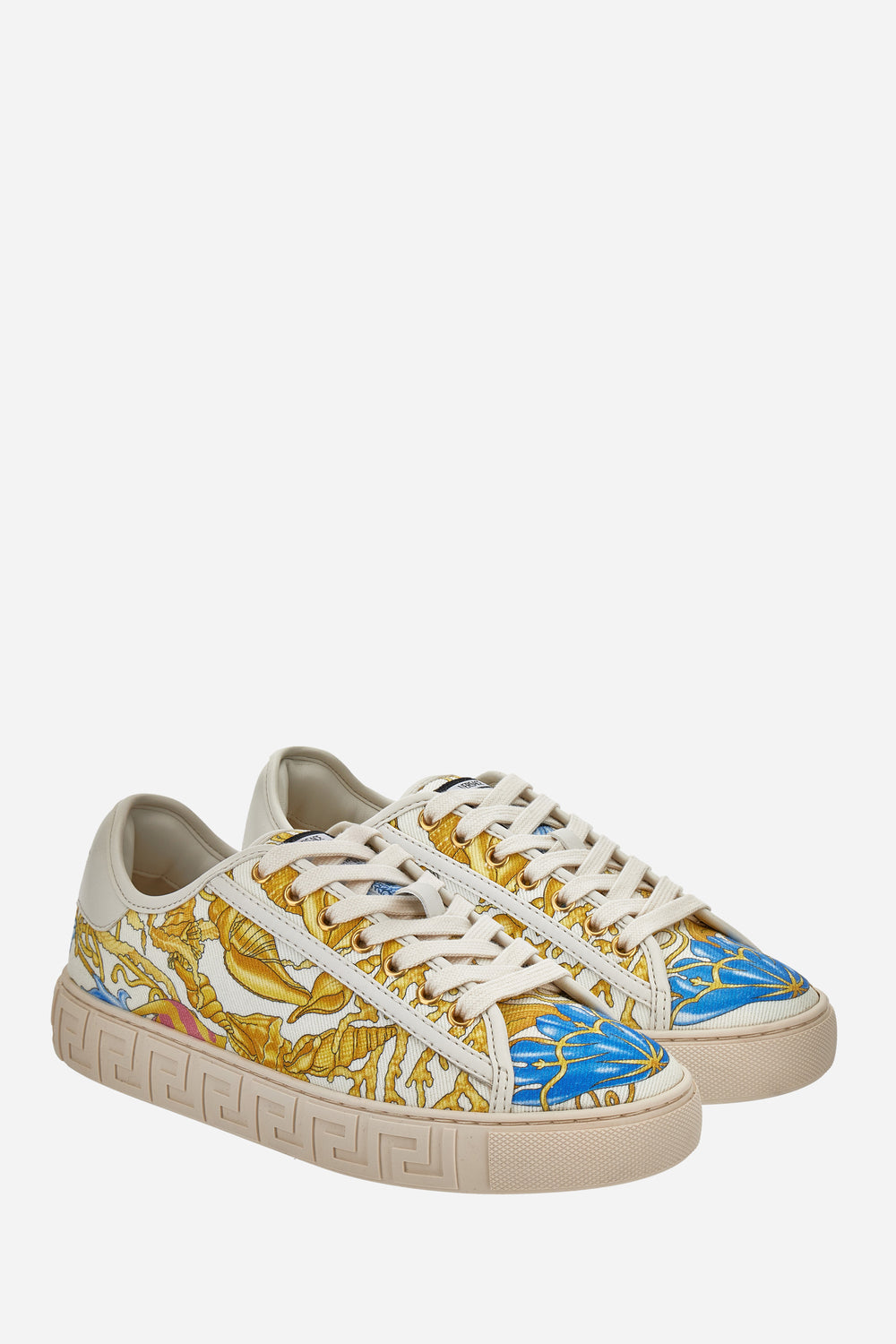 Versace — La Greca Sneaker In Barocque Undewater Print Fabric+Fre Bio Fabric