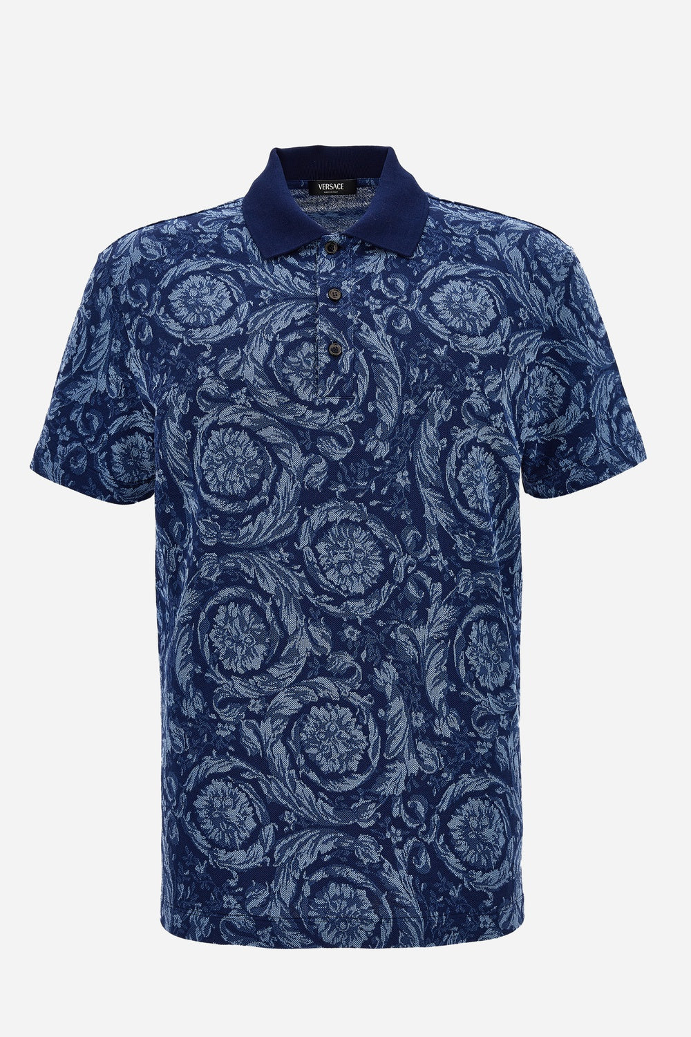 Versace — Polo In Barocco Jacquard Piquet Fabric