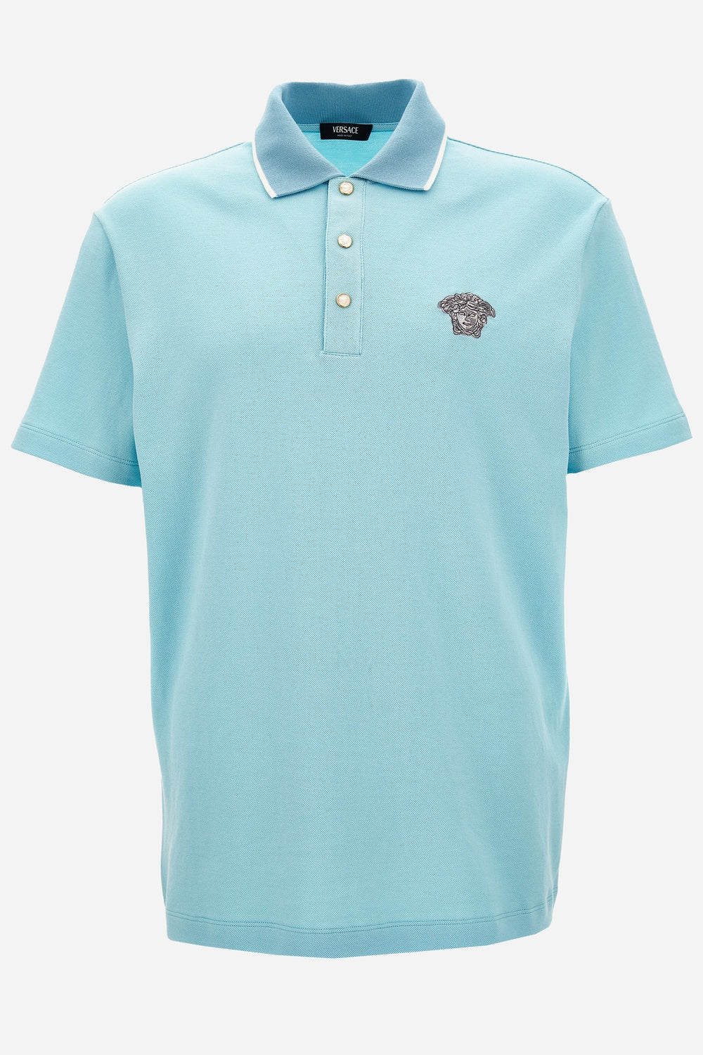 Versace — Polo In Piquet Fabric + Medusa Embroidery