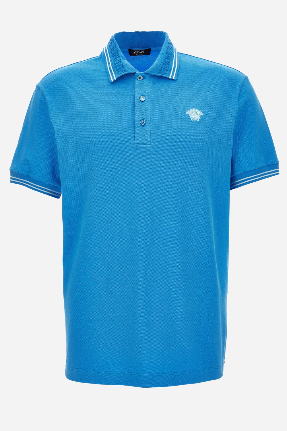 Versace — Polo In Piquet Fabric-Medusa Pop Embroidery-Knit Pads