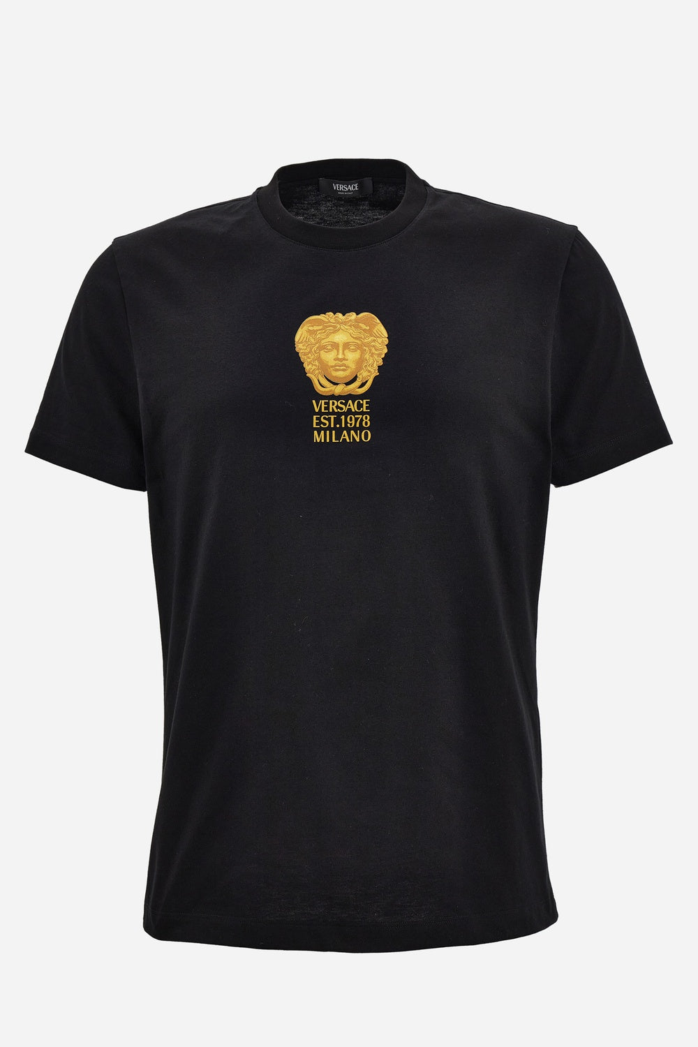 Versace — T-Shirt In Compact Cotton Jersey Fabric + Hall Of Statues Medusa Print