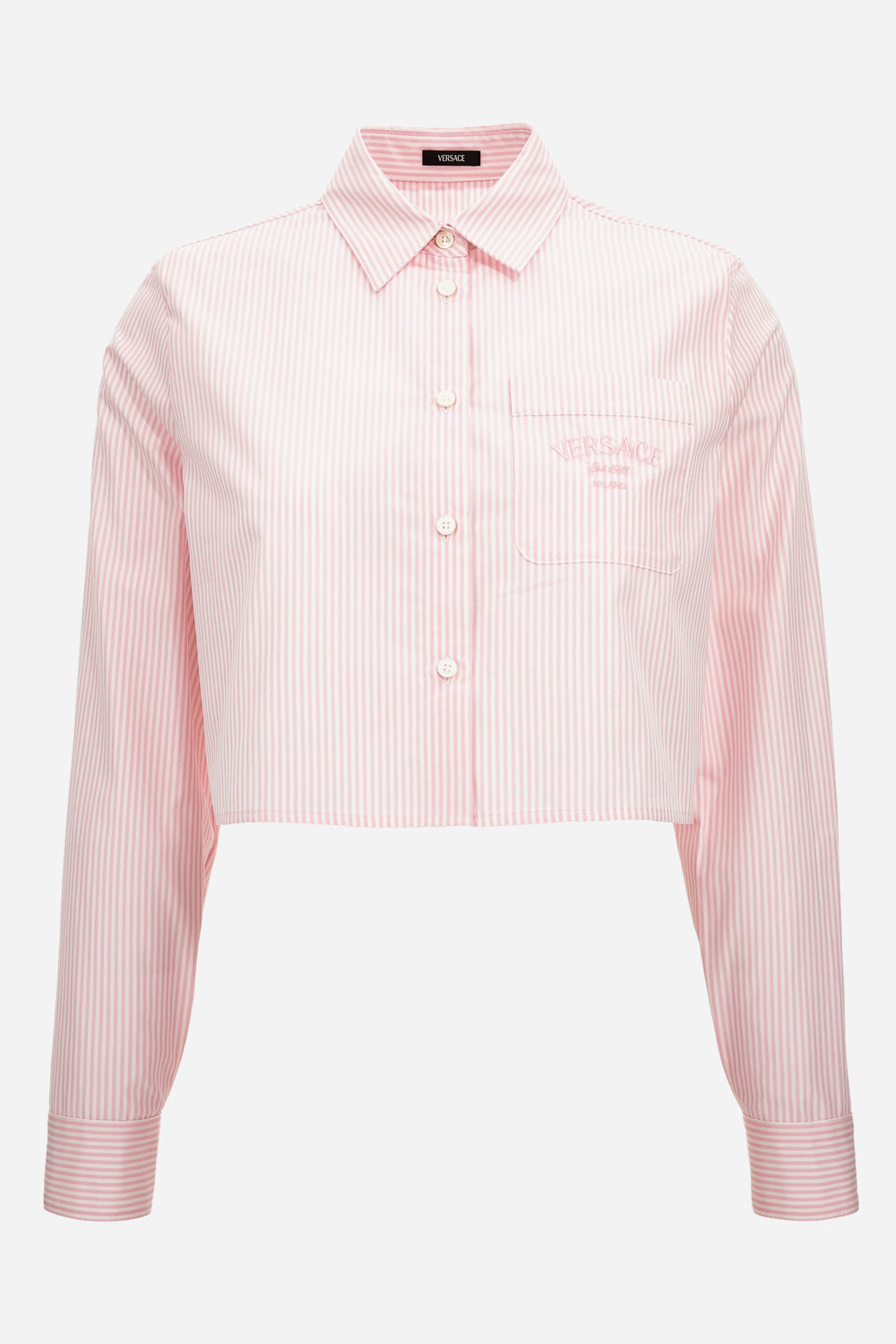 Versace — Informal Shirt In Popeline Cotone Righe + Ricamo