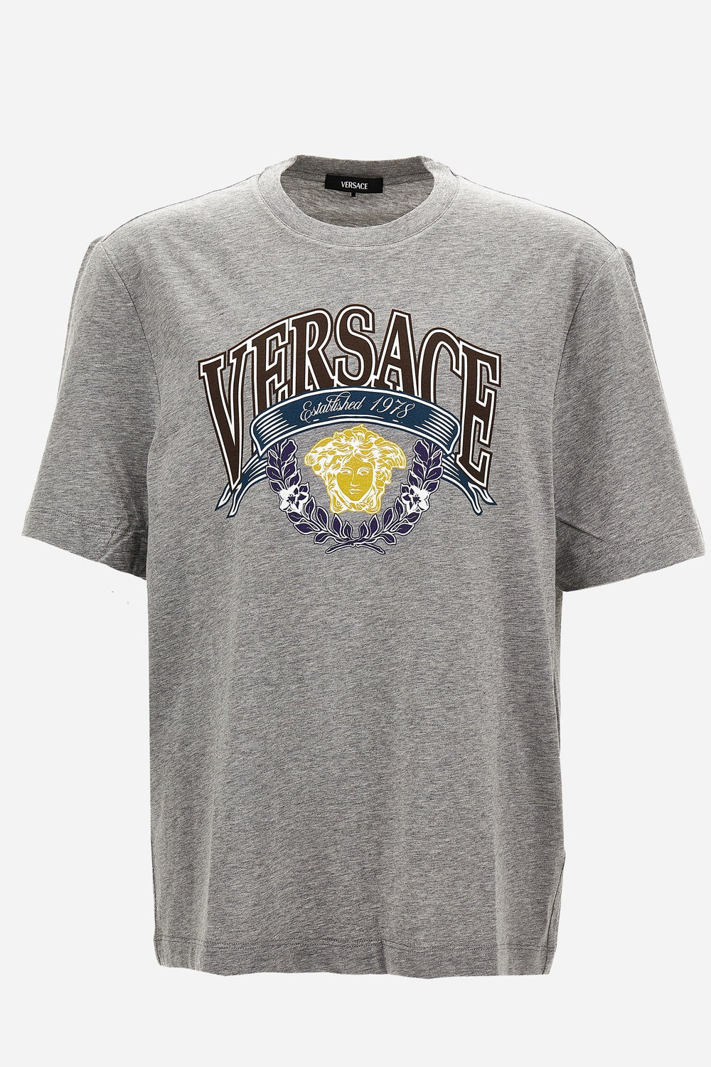 Versace — T-Shirt In Cotton Jersey Fabric + Medusa Crest Prin