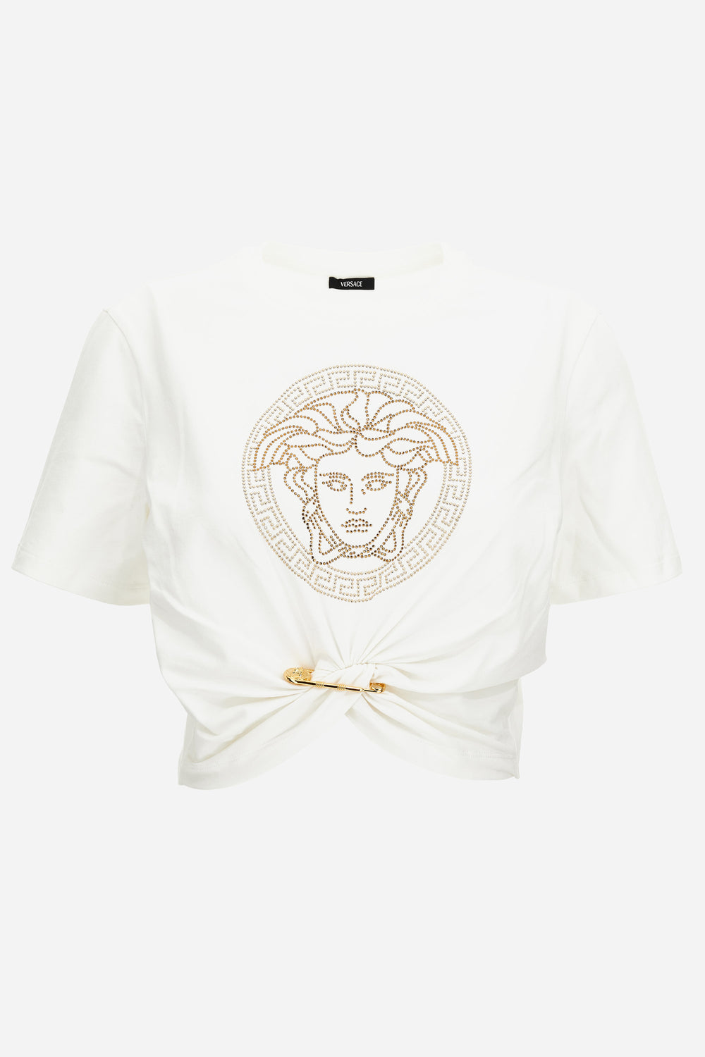 Versace — T-Shirt In Organic Stretch Cotton Jersey-Medusa Embroidery