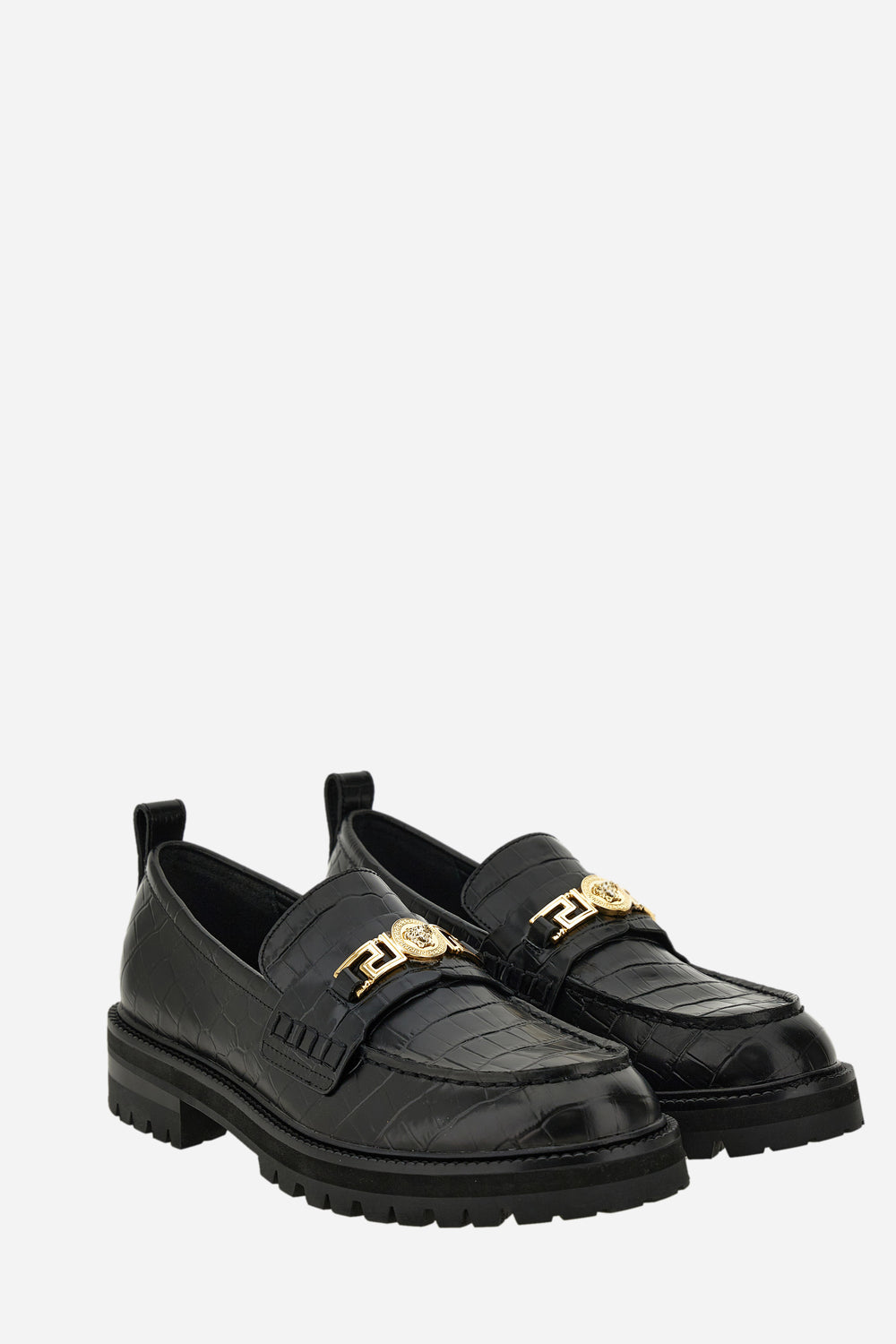 Versace — La Greca Loafer In Embossed Croc Calf Leather