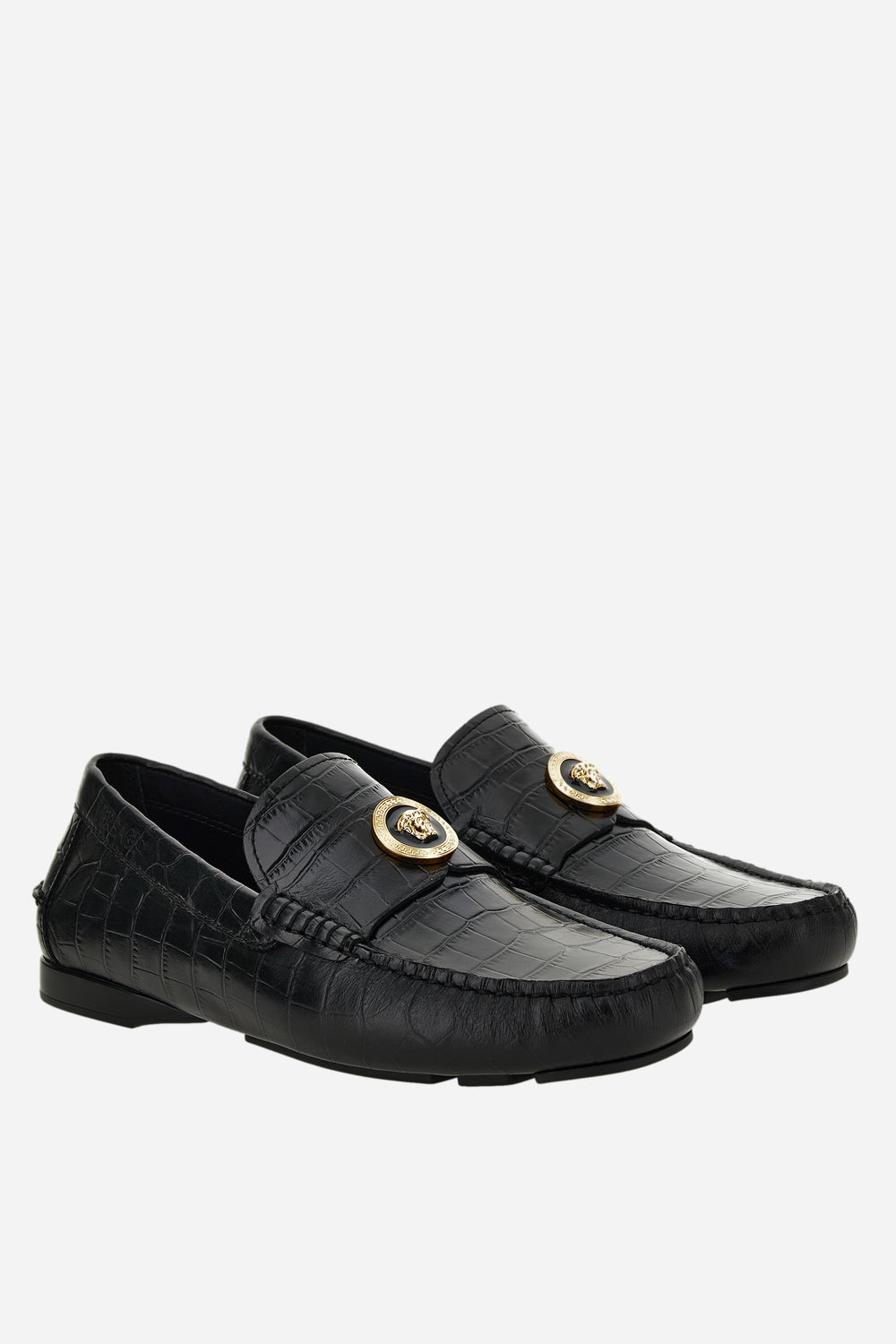 Versace — Icon M Shoes In Embossed Croc Calf Leather