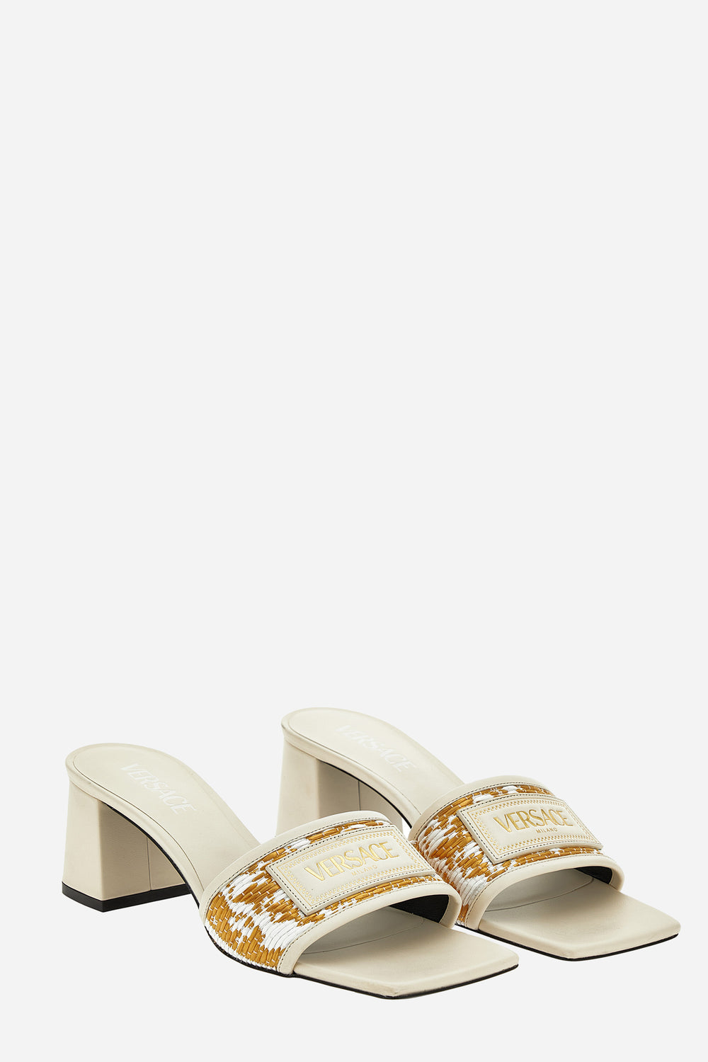 Versace — Theia Mule In Fabric-Calf Leather