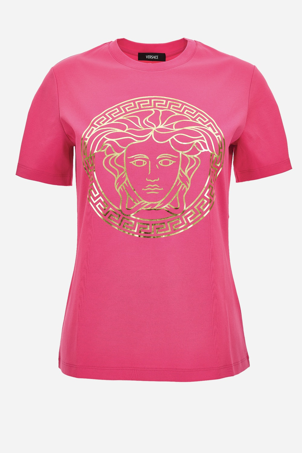 Versace — T-Shirt In Plain Jersey Fabric - Medusa Foil Print