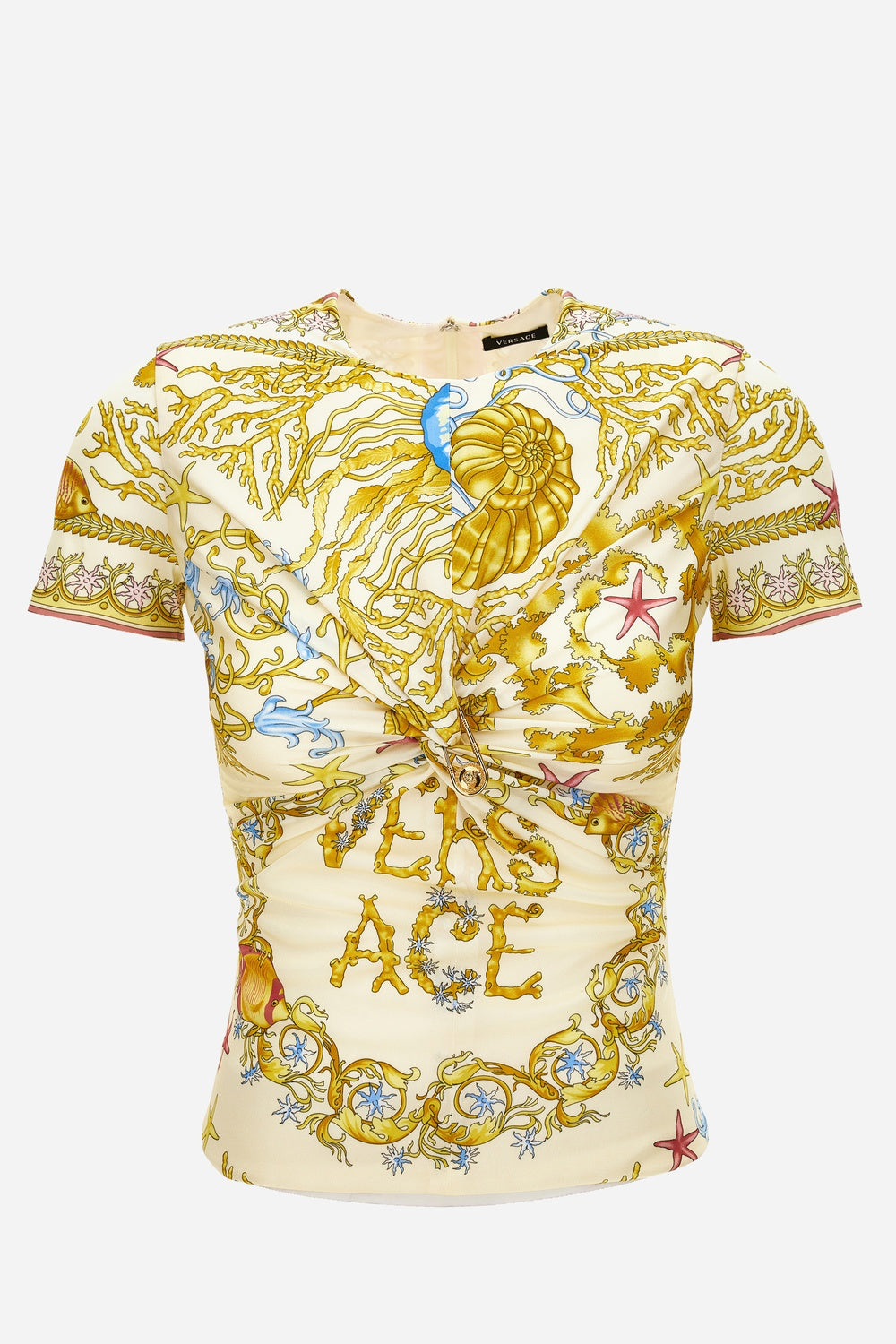 Versace — Blouse In Underwater Barocco Foulard On Responsible Viscose Liquid Jersey