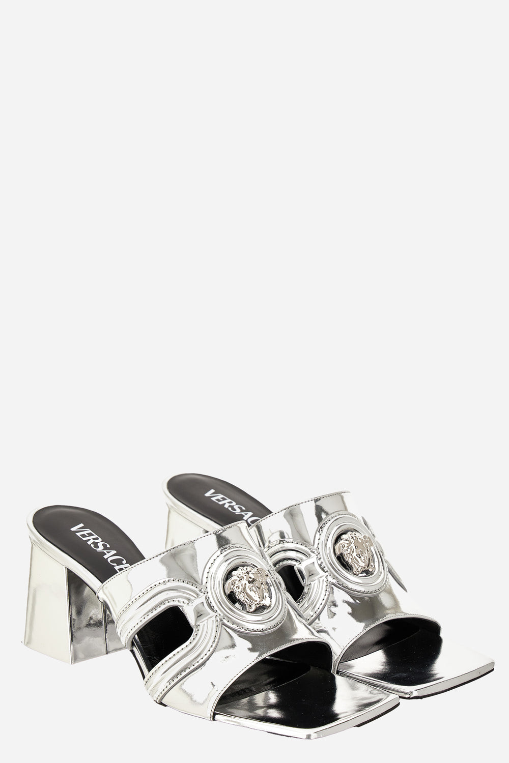 Versace — Medusa 95 Mule In Laminated Calf Leather