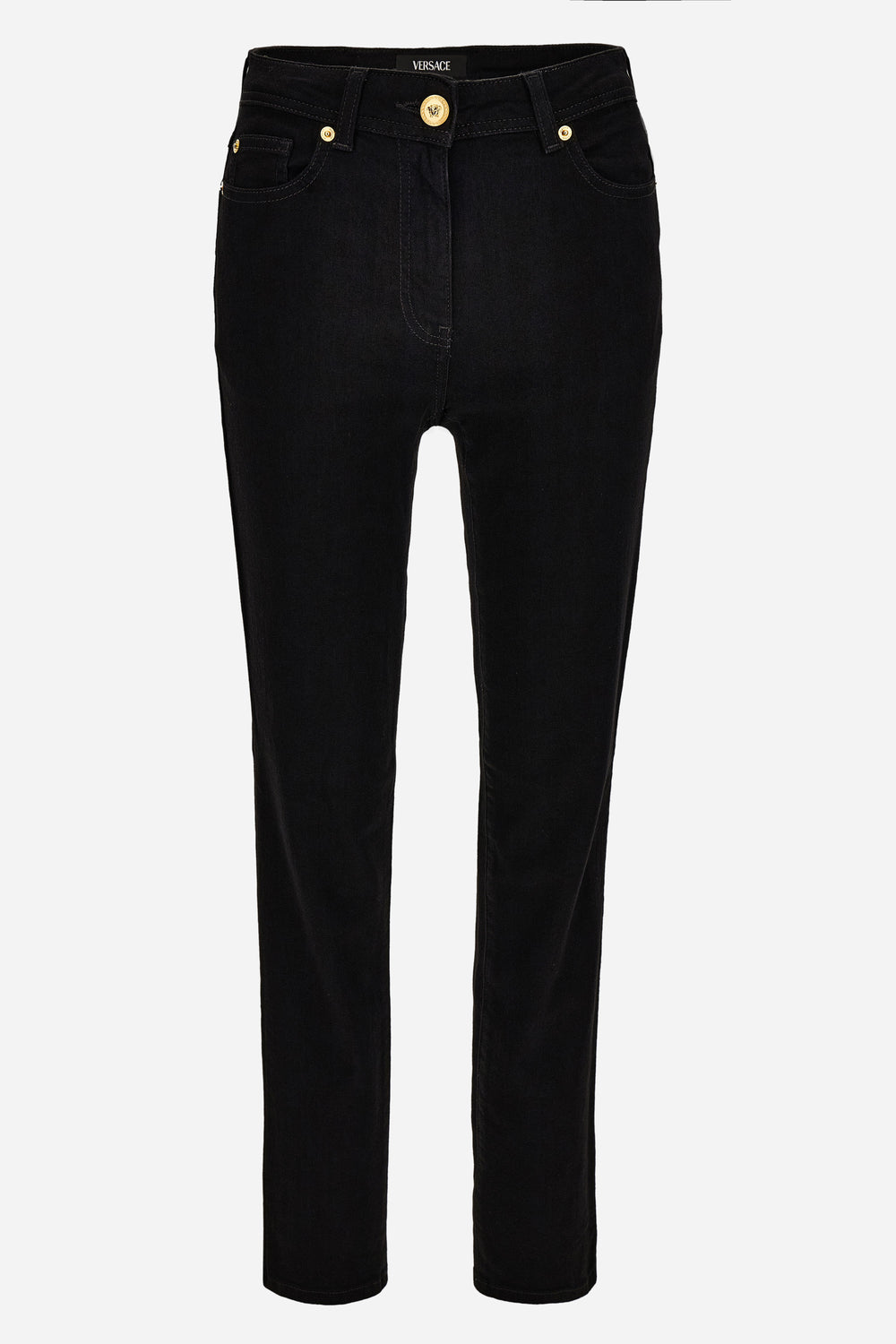 Versace — Pant Denim In Rinse Wash Stretch Denim With Medusa-Greca Embroidery