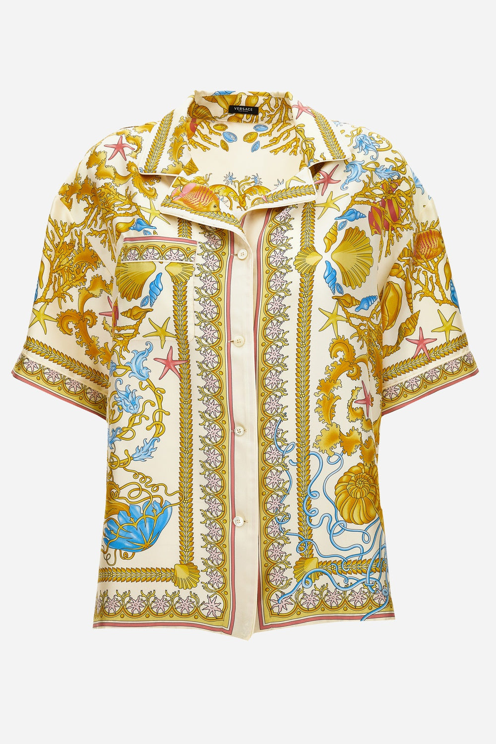 Versace — Informal Shirt In Underwater Barocco Foulard On Silk Twill