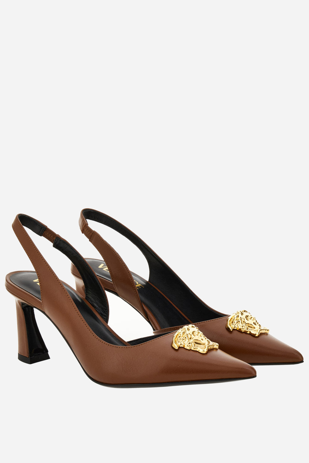 Versace — La Medusa Sling Back In Calf Leather