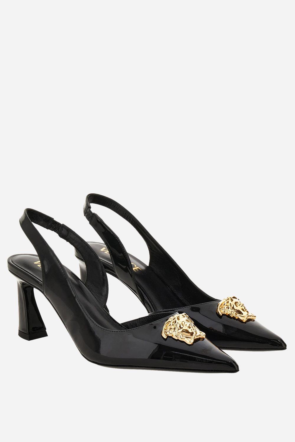 Versace — La Medusa Sling Back In Patent Leather