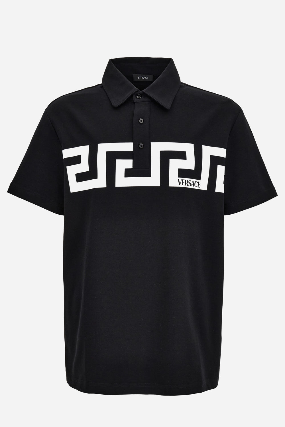 Versace — Polo In Jersey Fabric-Greca Print