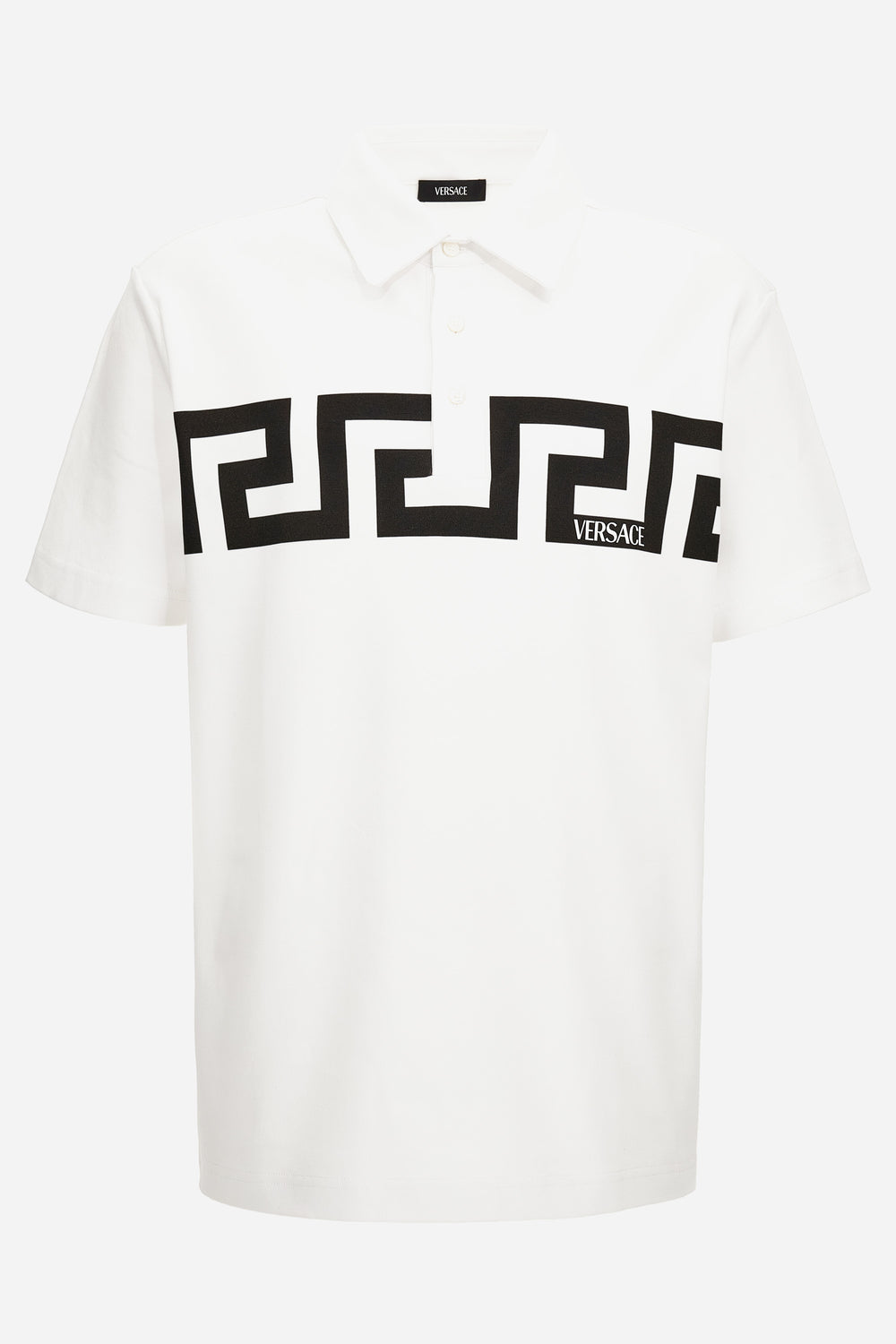 Versace — Polo In Jersey Fabric-Greca Print